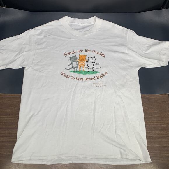 Vintage “Friends Are Like Chocolate” Single Stitch Shoebox Greetings Cat USA. DD - Picture 2 of 7